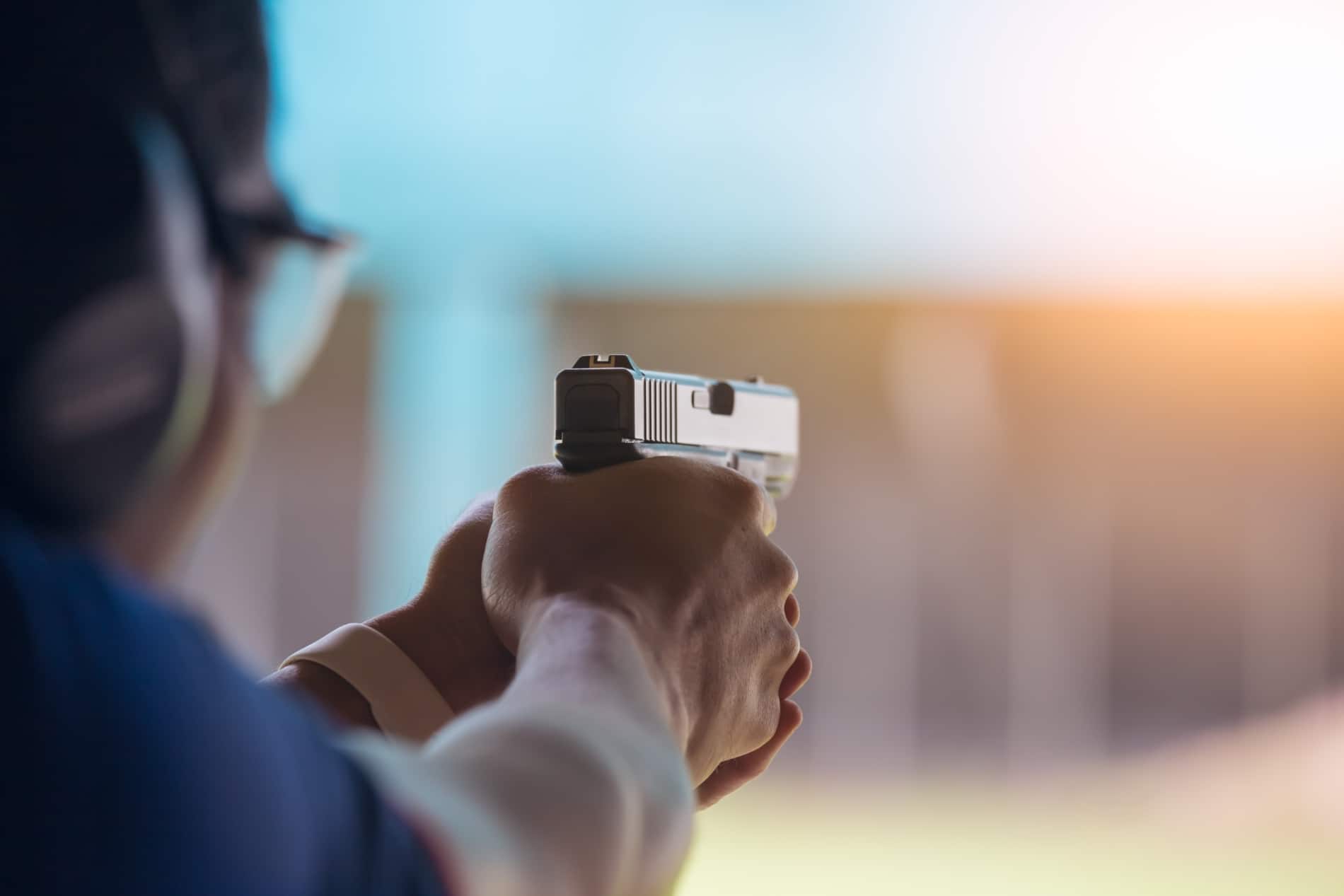 shooting handgun headset eye protection-stock