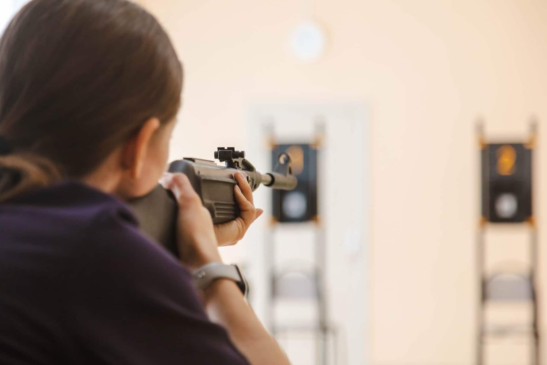woman shooting targets-stock
