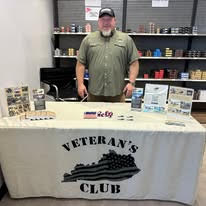 Veteran’s Club representative at a Vendor Demo Day booth
